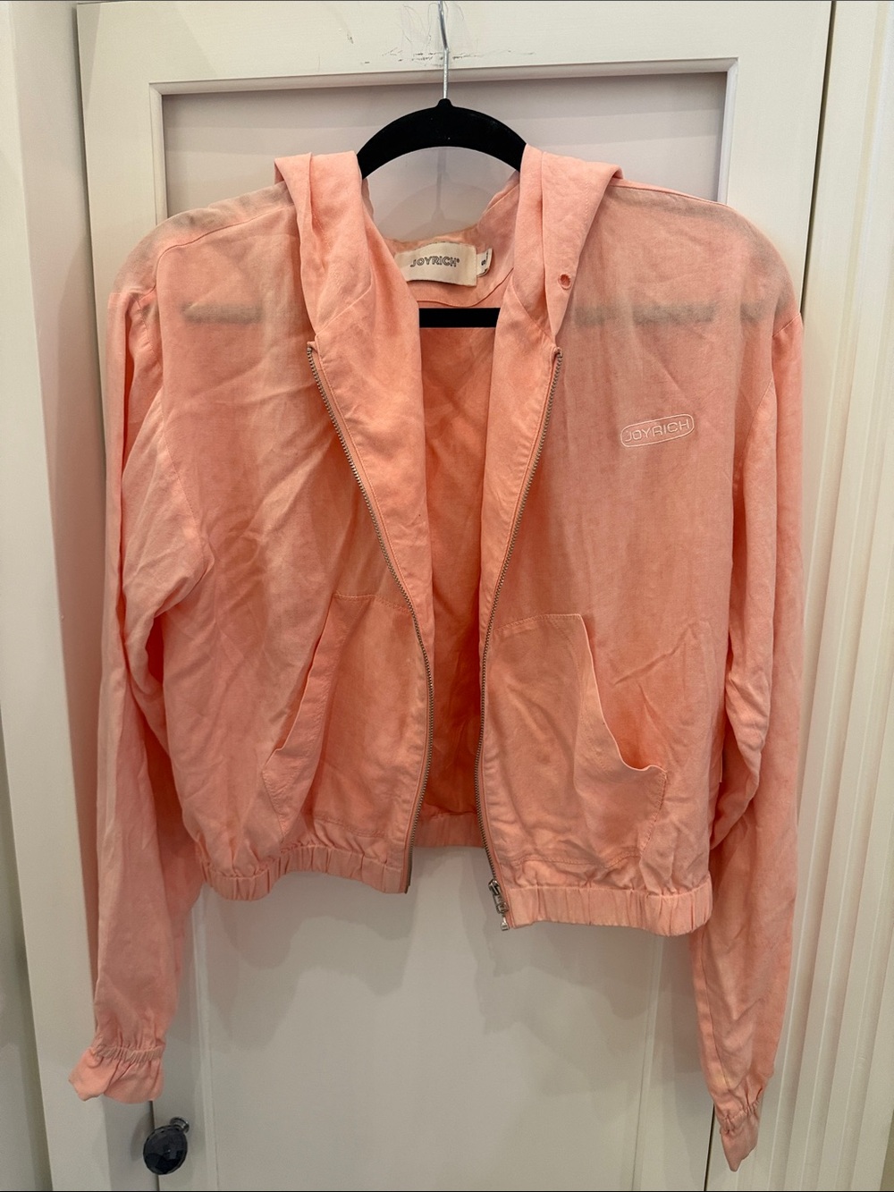 Joyrich Peach-Pink Hooded Zip-Up Puffer Jacket